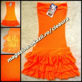 ROCHIE ROCHITA MINI ORANGE ROZ NEON FARA BRETELE 3 VOLANE 100% BUMBAC VARA PLAJA