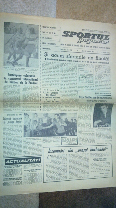 ziarul sportul popular 17 ianuarie 1967