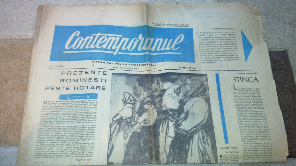 Ziarul contemporanul 25 octombrie 1963 | Okazii.ro