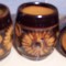 set 6 canite ceramica smaltuita cu model in relief,, arta populara manuala, decorative sau pt.servit