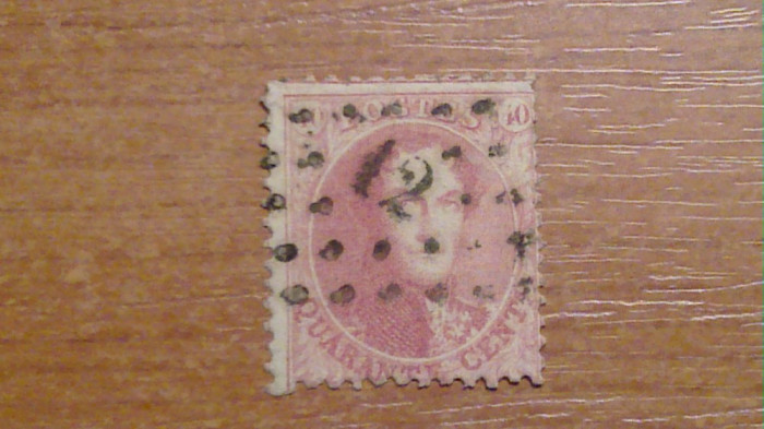 timbru 40 c rosu 1849 belgia dantelat