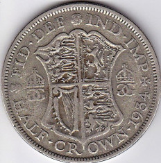 Anglia HALF CROWN 1934 argint mare 14,1 gr foto