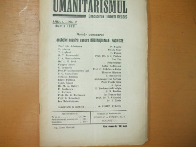 Umanitarismul An I nr 7 Numar consacrat internationalei pacifiste 1929 017 foto