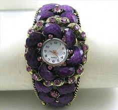 LIVRARE GRATUITA !!! - Elegant ceas de dama (Quartz), cu cristale, in forma de floare foto