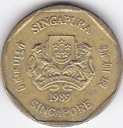 Moneda Singapore 1 Dolar 1989 - KM#54b VF foto