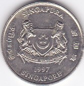 Moneda Singapore 20 Centi 1997 - KM#52 VF foto