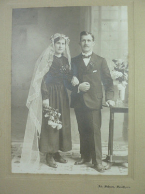 FOTOGRAFIE VECHE DE COLECTIE - PERECHE DE MIRI - INCEPUTUL ANILOR 1900 foto