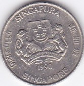Moneda Singapore 20 Centi 1990 - KM#52 VF foto