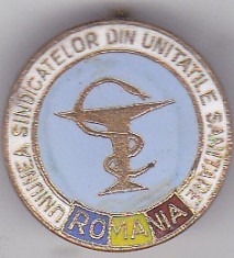 Insigna Uniunea Sindicatelor din Unitatile Sanitare Romania foto
