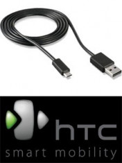 CABLU DE DATE HTC RADAR ORIGINAL NOU CULOARE NEAGRA MUFA microUSB SI CABLU INCARCARE PENTRU INCARCATOR foto