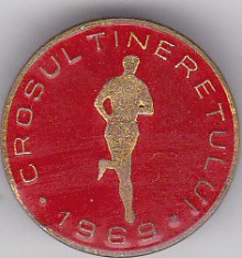 Insigna sport atletism Crosul Tineretului 1969 foto