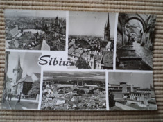Sibiu romania vedere carte postala foto alb negru circulata hobby foto