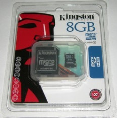 CARD 8GB MICROSD-HC MICROSD HC KINGSTON SIGILAT CLASA 4 NOU + ADAPTOR SD + LIVRARE GRATUITA foto