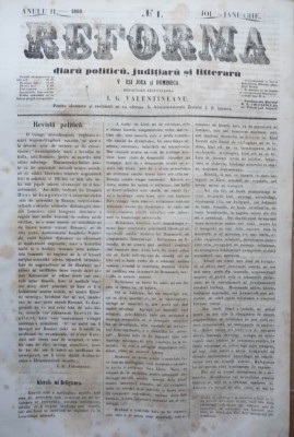 Reforma , ziar politicu , juditiaru si litteraru , an 2 , nr.1 , 1860 foto