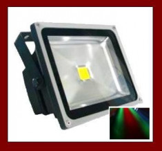 Reflector Proiector Metalic cu LED RGB Color 30W Alimentare 220V cu lumina colorata +telecomanda, High power LED Flood Light 30w foto