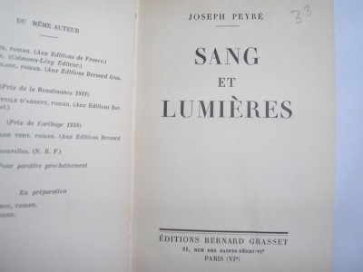 Joseph Peyre - Sang et lumieres - in franceza , 1935 foto