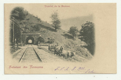 ROMANIA : TUNELUL DE LA BUSTENI - U.P.U.,clasica,circulata 1900,timbru foto