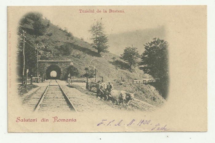 ROMANIA : TUNELUL DE LA BUSTENI - U.P.U.,clasica,circulata 1900,timbru