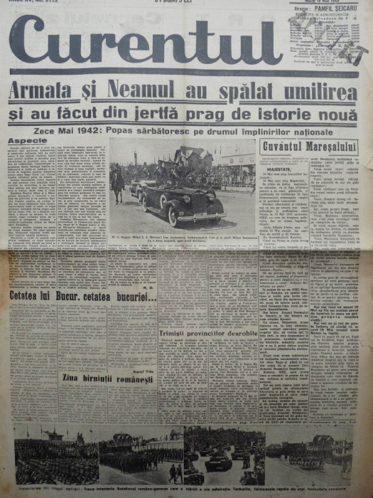 Ziarul Curentul , director Pamfil Seicaru , 12 mai 1942 , articole din razboi