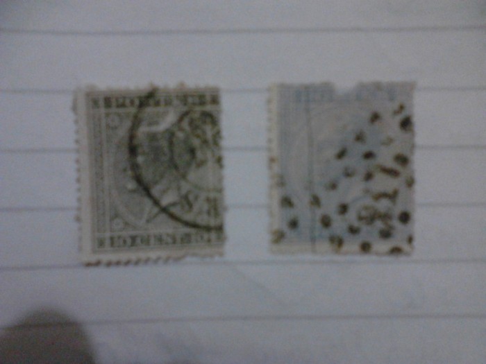 Belgia 1865 val stampilate 10c si 20c