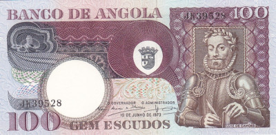 Bancnota Angola 100 Escudos 1973 - P106 UNC foto