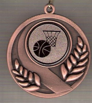 C187 Medalie CAMPIONATUL NATIONAL DE BASCHET JUNIORI I -EDITIA 2005/2006 -panglica tricolor-marime circa 49X55 mm - aprox. 27 gr -starea care se vede foto