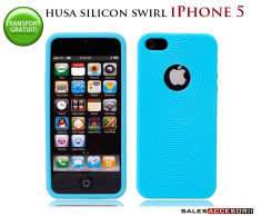 HUSA IPHONE 5S SILICON SWIRL ALBASTRA BABY BLUE - TRANSPORT GRATUIT POSTA RO! foto