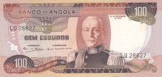 Bancnota Angola 100 Escudos 1972 - P101 aUNC foto
