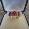 Inel Aur 18K 4 Diamante 3 Rubine | Gold Ring 18K 4 Diamonds 3 Rubies