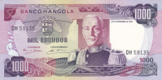 Bancnota Angola 1.000 Escudos 1972 - P103 UNC (valoare catalog $37,50) foto