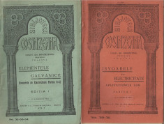 Gh.Bradateanu / ISVOARELE DE ELECTRICITATE - ELEMENTELE GALVANICE, 2 volume, cu ilustratii, editie 1924 (Biblioteca Cosanzeana) foto