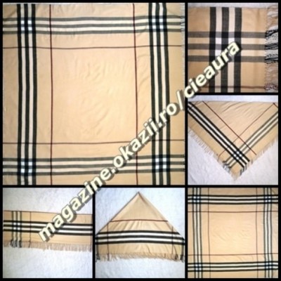 ESARFA BEJ DAMA FULAR PONCHO SAL 100% CASMIR 150x140 cm foto