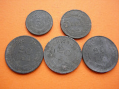 Nr 4 LOT MONEDE de zinc 2 lei 1941, 5 lei 1942, 20 lei 1942, 20 lei 1943, 20 lei 1944 foto