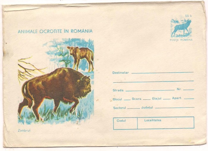 %plic(intreg postal)-FAUNA-ANIMALE OCROTITE IN ROMANIA-zimbrul cod 0089/76