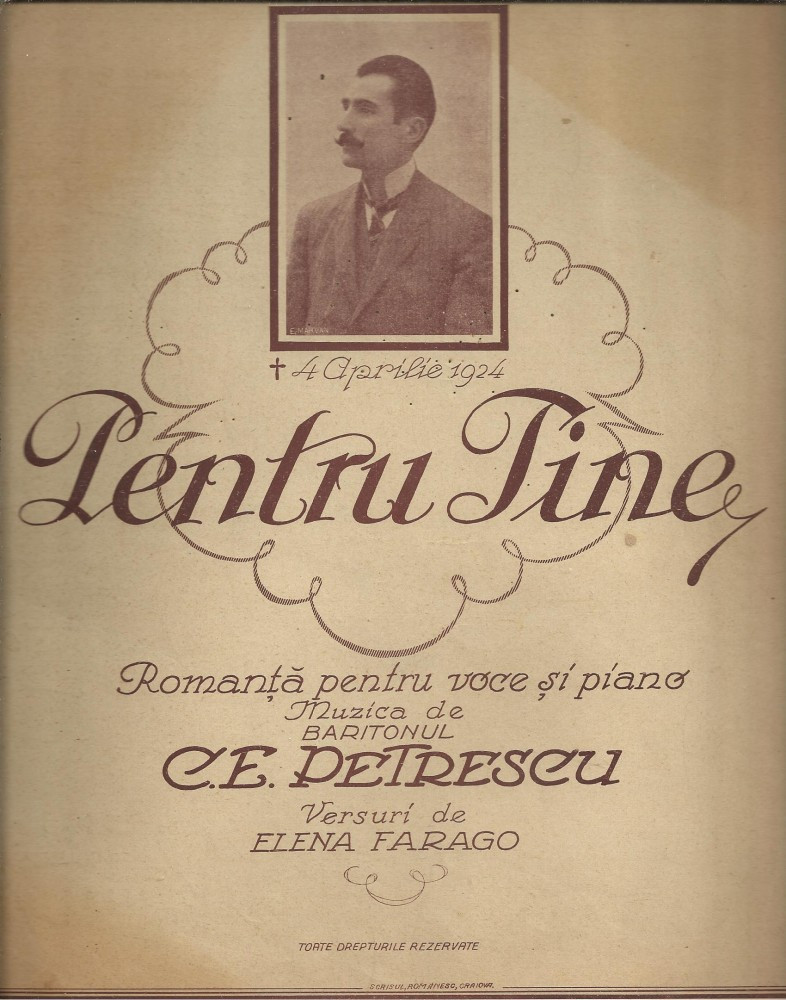 Partitura : PENTRU TINE - romanta pentru voce si pian, ed. interbelica |  arhiva Okazii.ro