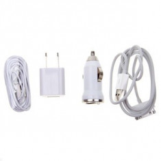 Set Kit incarcator casa + incarcator auto + casti pt Iphone 2G 3G 3GS 4 4S cu cablu de date !!! foto