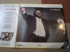 luciano pavarotti in concert dublu disc 2 LP discuri vinyl muzica canzone napoletana clasica opera eurostar VG++