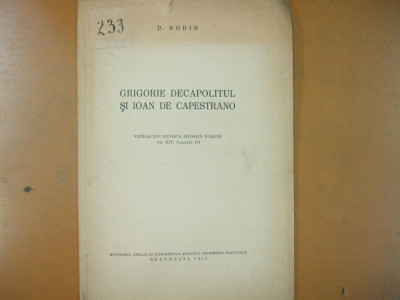 D. Bodin Grigorie Decapolitul si Ioan de Capestrano 1945 200 foto