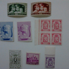 Belgia 1936-40 bloc si 7 valori MH MNH cota peste 30 euro