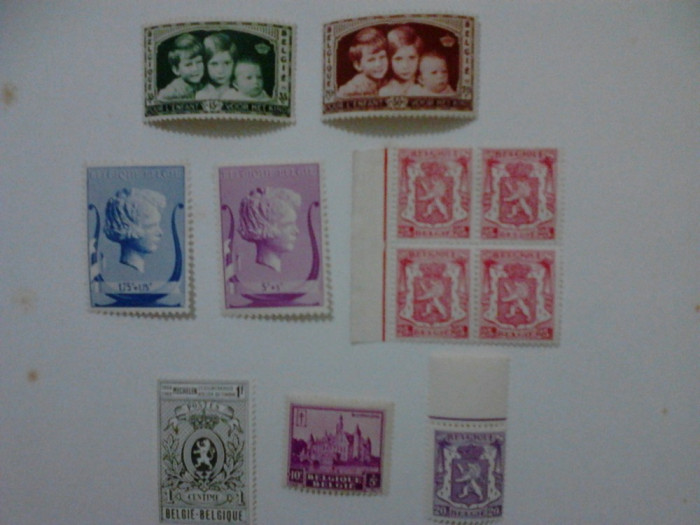 Belgia 1936-40 bloc si 7 valori MH MNH cota peste 30 euro