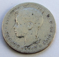 1 Peseta 1900 SM-V - Spania - Alfonso XIII - Argint (nr.2) foto