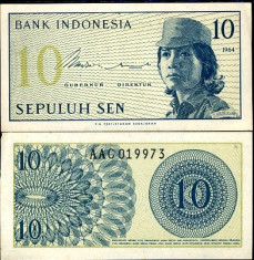 INDONEZIA- 10 SEN 1964- UNC!! foto