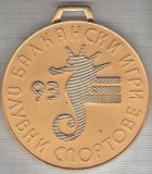 C207 Medalie sportiva -Balcaniada 1993 -Bulgaria -marime circa 60X65 mm - aprox. 90 gr -starea care se vede