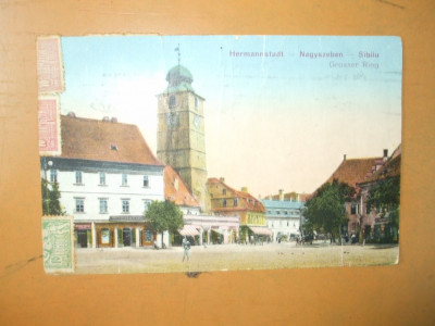 Carte postala Hermannstadt Sibiu Grosser Ring Piata Mare 1922 foto