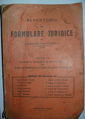 Lascar Davidoglu - Repertoriu de formulare (formulari) juridice, editia a II-a, aproximativ 1942 foto
