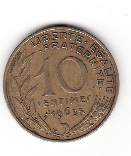 Franta 10 centimes 1963 - bufnita.
