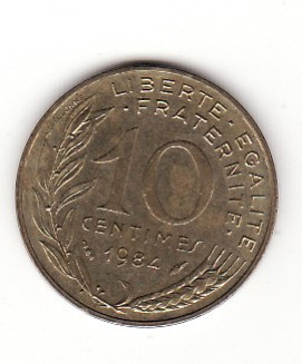 Franta 10 centimes 1984 foto