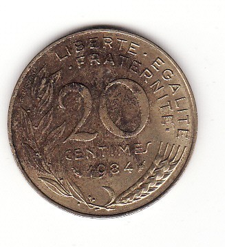 Franta 20 centimes 1984 foto