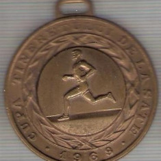 C220 Medalie Cupa Tineretului la Sate -1969 -Comitetul Judetean UTC -Locul III -marime circa45x50mm-aprox.40gr -starea care se vede