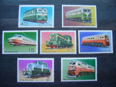 Trenuri locomotive - serie completa nestampilata MNH - Korea 1976 Cota 8 +Euro foto